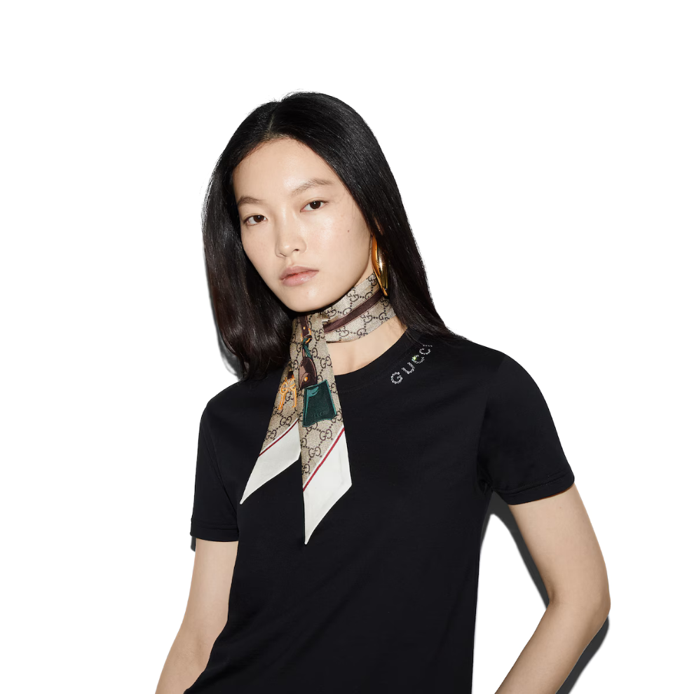 Buy GG Gucci valigeria print silk neck bow | Krewsa South Africa