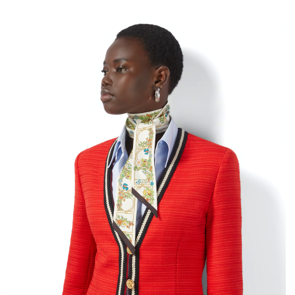 Buy Gucci Animal and floral print silk neck bow | Krewsa South Africa