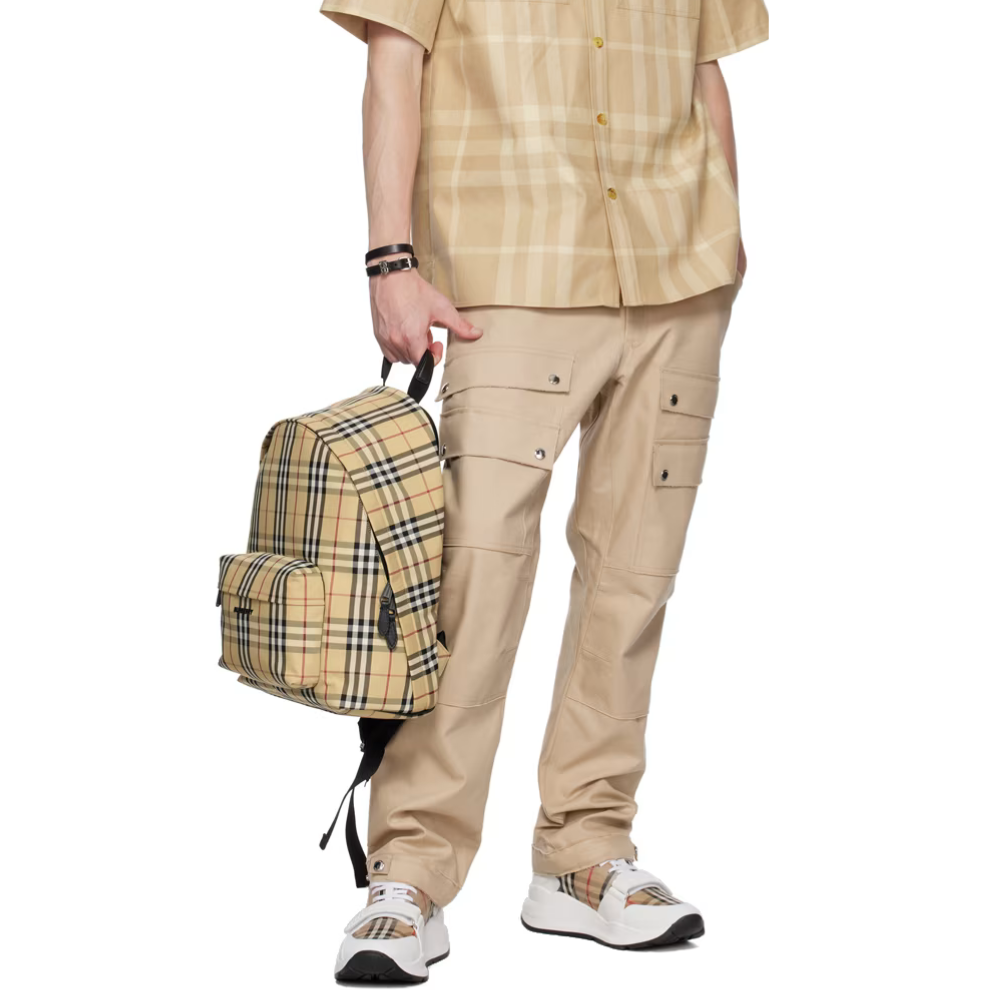 Buy BURBERRY Tan & White Check Sneakers | Krewsa South Africa