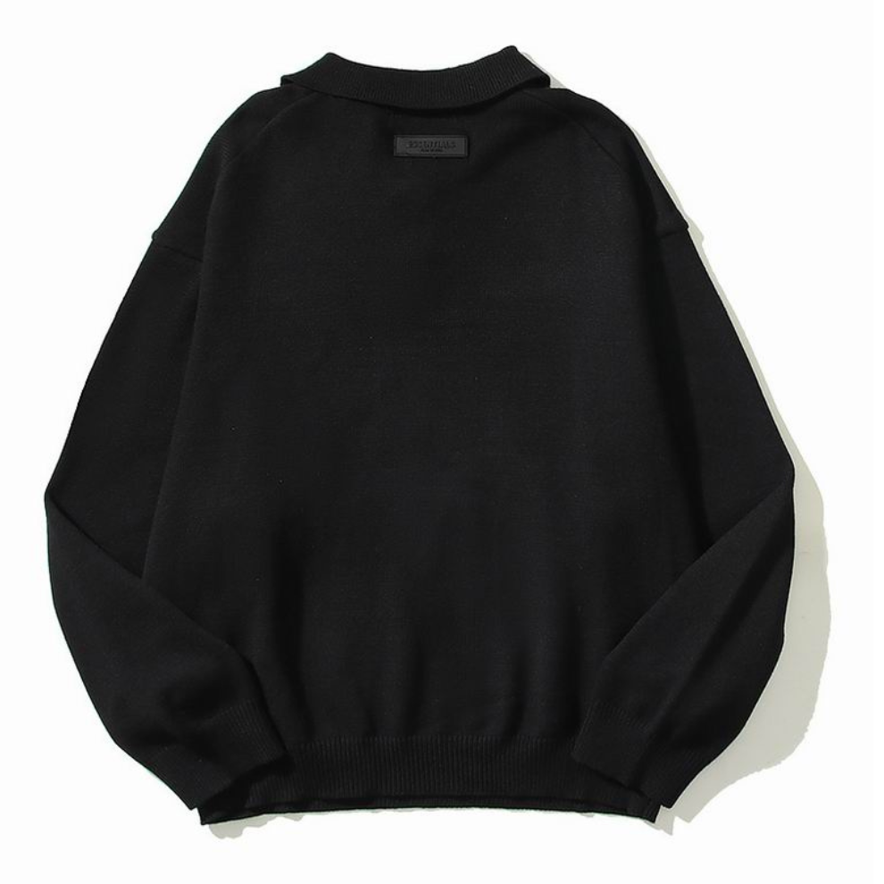 Buy FEAR OF GOD ESSENTIALS - Logo-Appliquéd Knitted Polo Shirt - Black | Krewsa South Africa