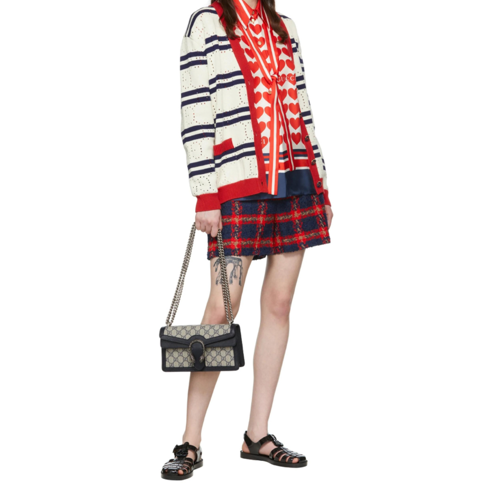 Buy GUCCI Blue & Beige Small Dionysus GG Supreme Shoulder Bag | Krewsa South Africa