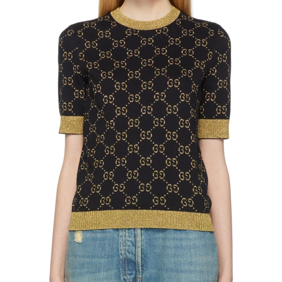 Buy GUCCI Black & Gold Lurex GG Sweater | Krewsa South Africa