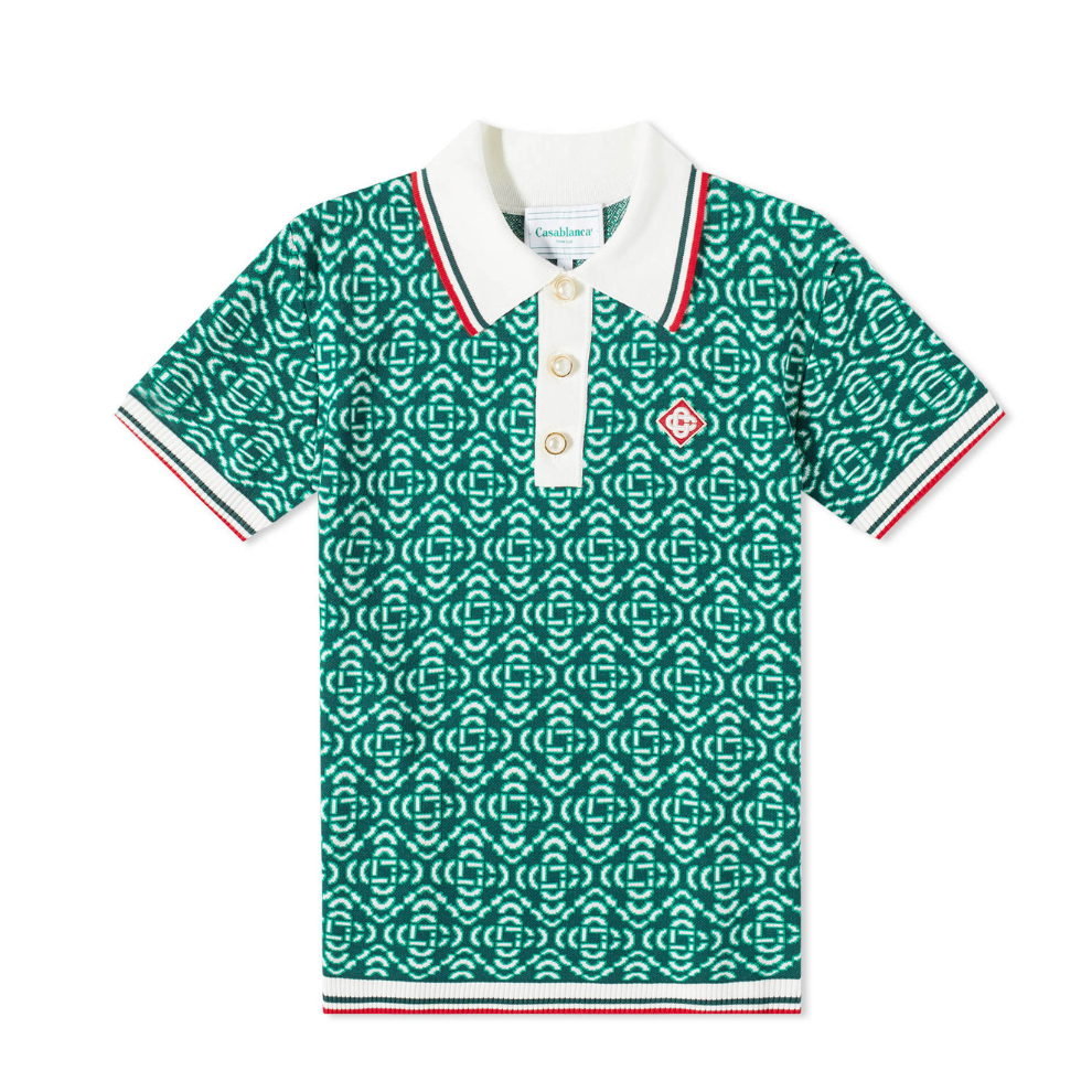 Buy Casablanca Men's Monogram Knit Polo Shirt in Green | Krewsa South Africa