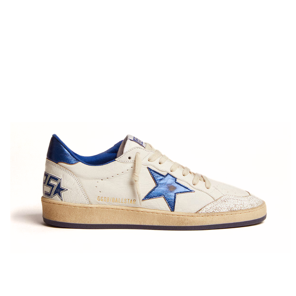 Buy Golden Goose Men's Ball Star in white nappa with blue star and heel tab | Krewsa South Africa