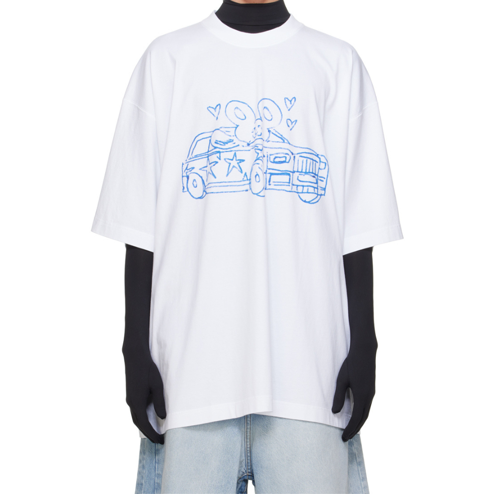 Buy VETEMENTS White Scribbled Car T-Shirt | Krewsa South Africa
