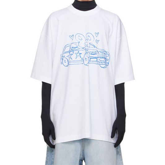 Buy VETEMENTS White Scribbled Car T-Shirt | Krewsa South Africa