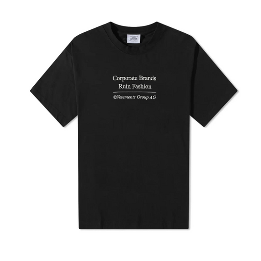 Buy VETEMENTS CORPORATE BRAND T-SHIRT Black | Krewsa South Africa