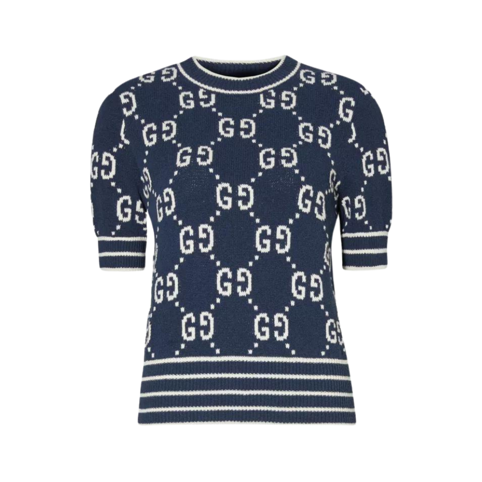 Buy GUCCI Monogram-pattern ribbed-trim cotton-blend knitted top | Krewsa South Africa