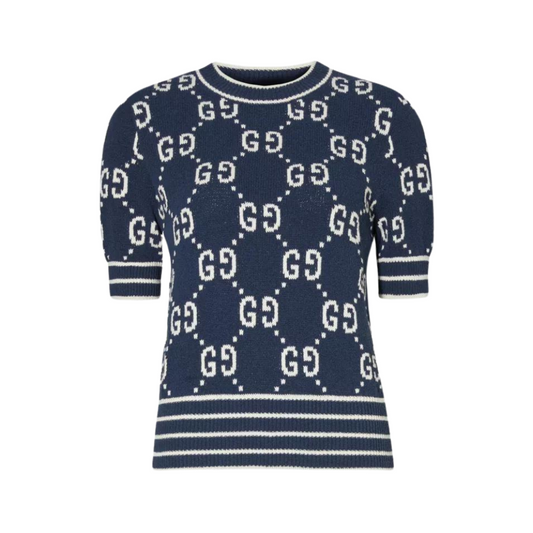 Buy GUCCI Monogram-pattern ribbed-trim cotton-blend knitted top | Krewsa South Africa