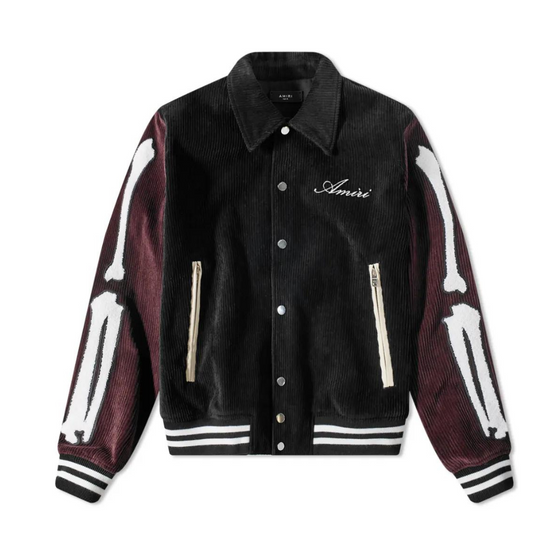 Buy AMIRI CORDUROY BONES VARSITY JACKET Black & Burgundy | Krewsa South Africa