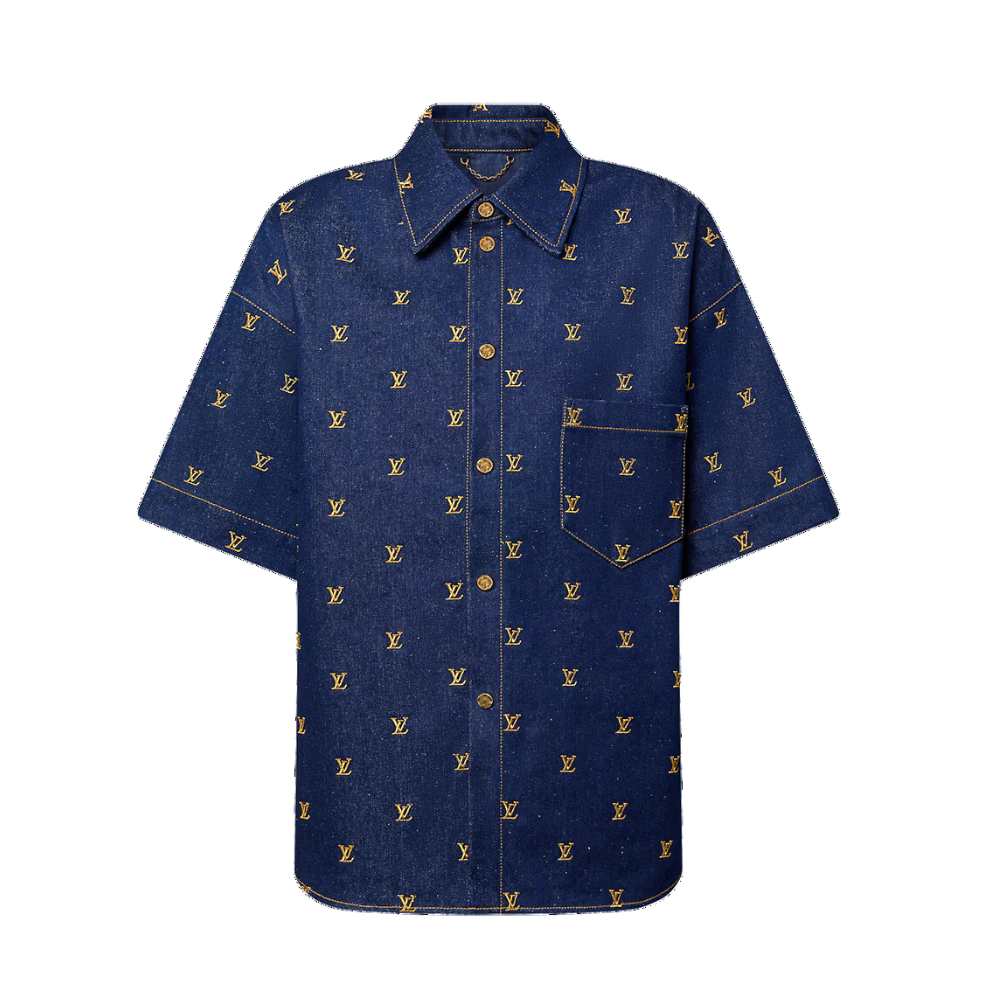 Buy LOUIS VUITTON Embroidered Signature Short-Sleeved Denim Shirt | Krewsa South Africa