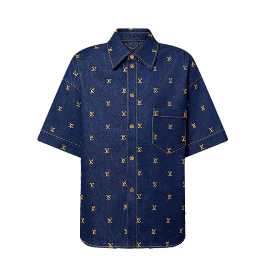 Buy LOUIS VUITTON Embroidered Signature Short-Sleeved Denim Shirt | Krewsa South Africa