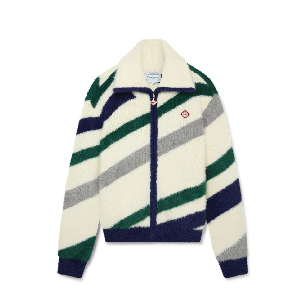 Buy Casablanca Diagonal Striped Fluffy Zip Up Jumper | Krewsa South Africa