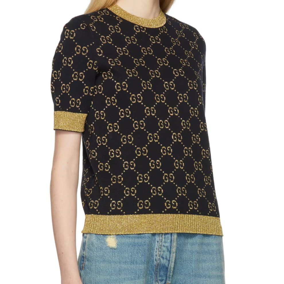 Buy GUCCI Black & Gold Lurex GG Sweater | Krewsa South Africa