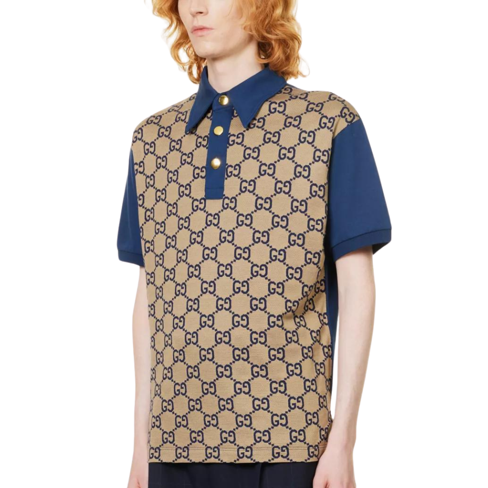 Buy GUCCI Monogram contrast-trim silk and cotton-blend polo shirt | Krewsa South Africa
