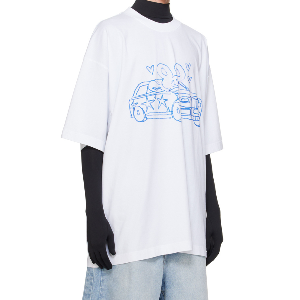 Buy VETEMENTS White Scribbled Car T-Shirt | Krewsa South Africa