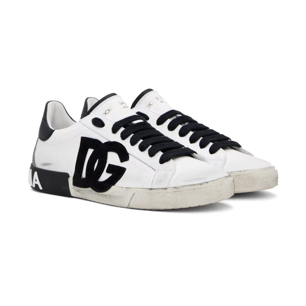 Buy DOLCE & GABBANA White Calfskin Portofino Vintage Sneakers | Krewsa South Africa