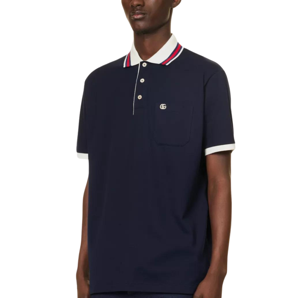 Buy GUCCI Stripe-collar short-sleeve stretch-cotton piqué polo shirt | Krewsa South Africa