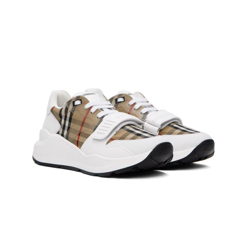 Buy BURBERRY Tan & White Check Sneakers | Krewsa South Africa