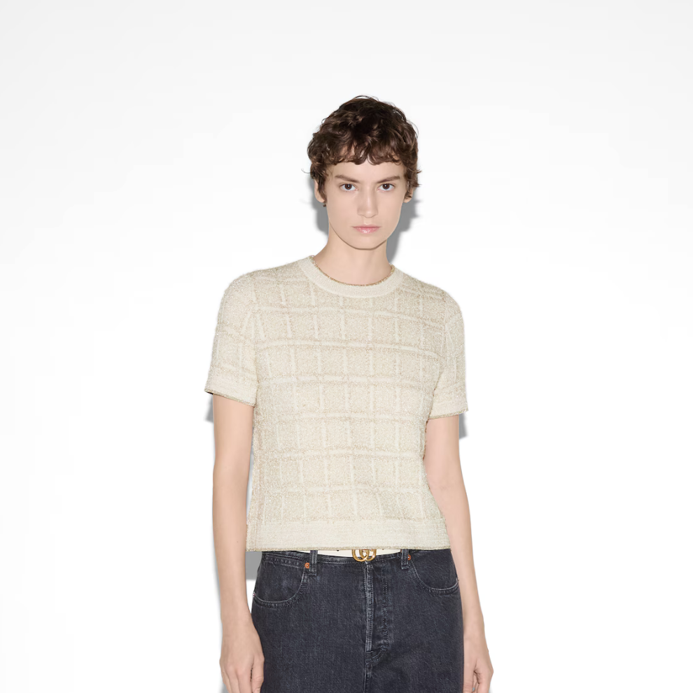 Buy GUCCI Wool and lamé check jacquard top | Krewsa South Africa