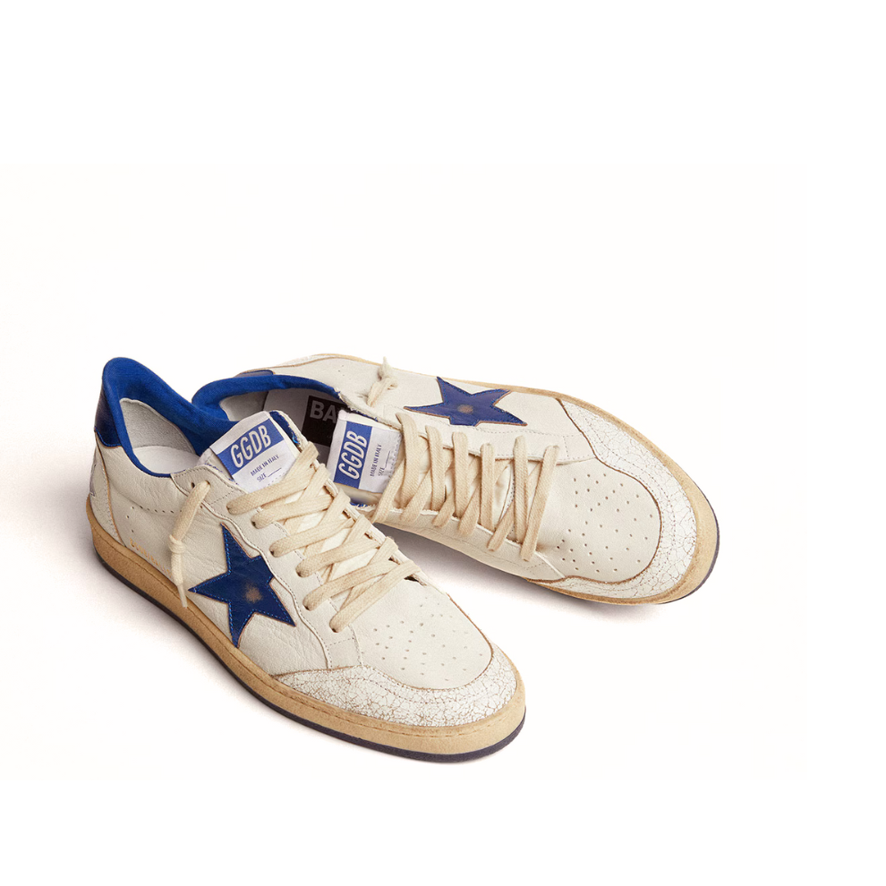 Buy Golden Goose Men's Ball Star in white nappa with blue star and heel tab | Krewsa South Africa
