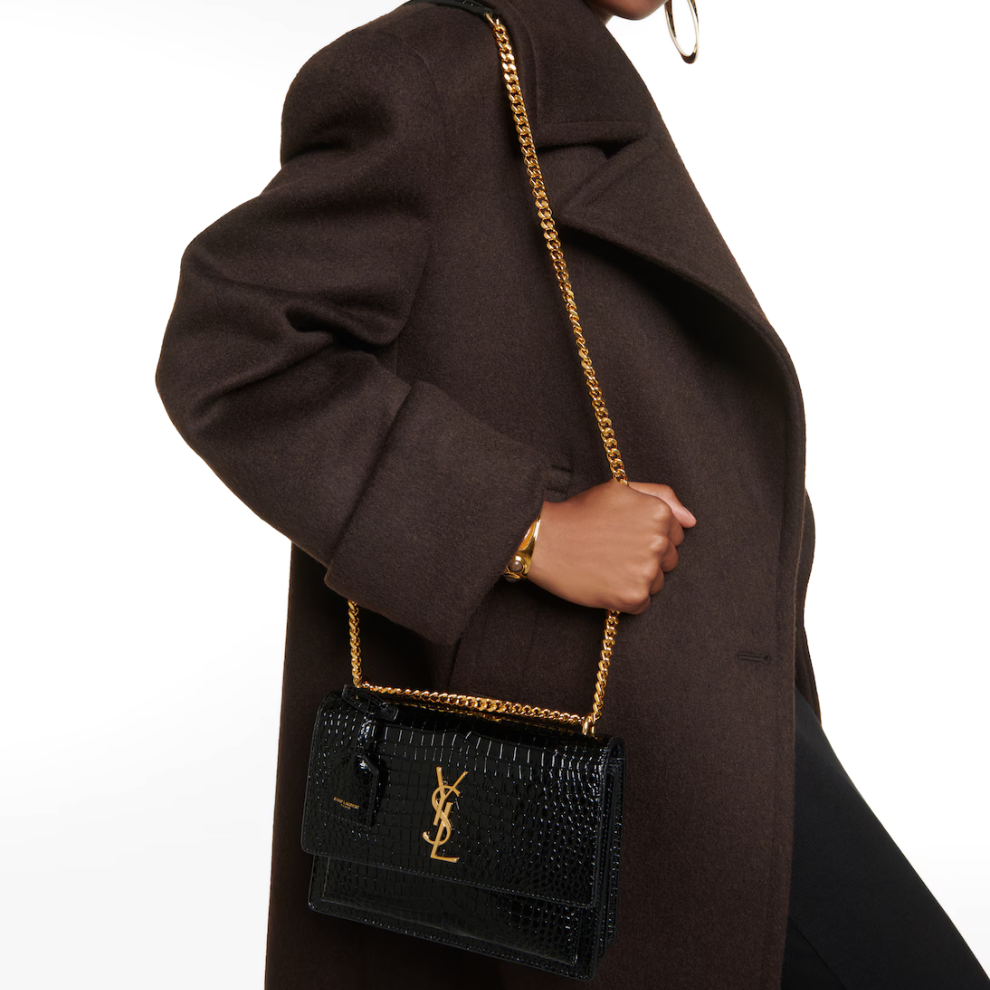 Buy Saint Laurent Sunset Medium croc-effect leather shoulder bag | Krewsa South Africa