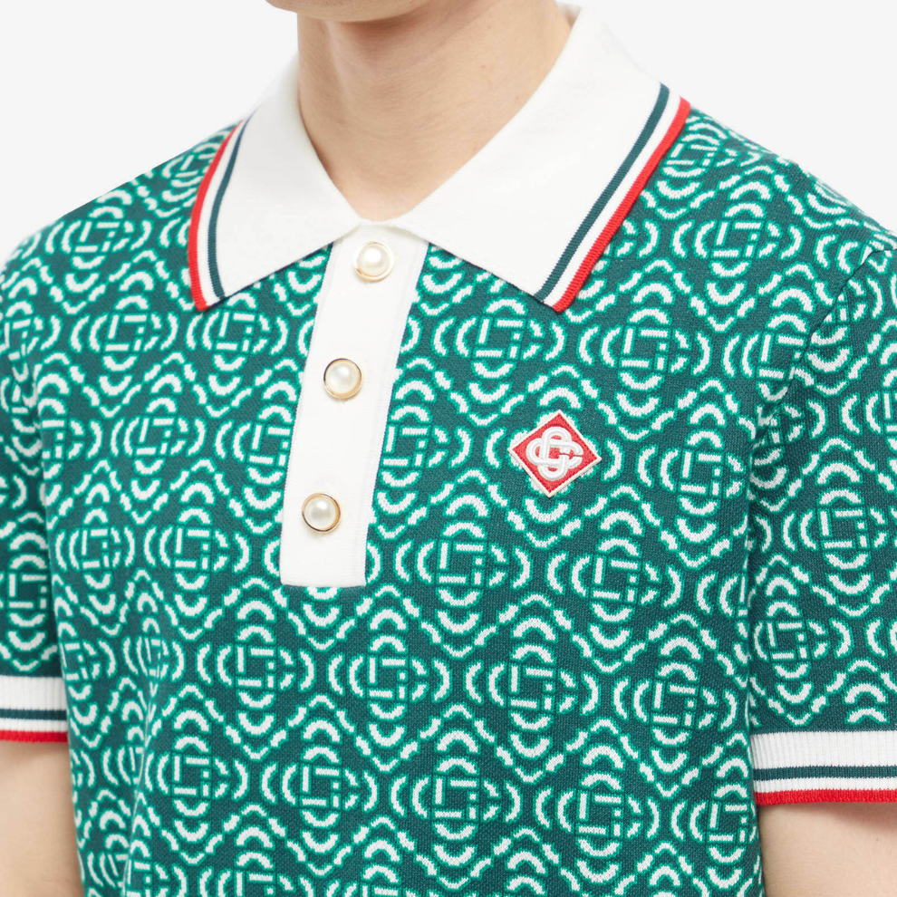 Buy Casablanca Men's Monogram Knit Polo Shirt in Green | Krewsa South Africa