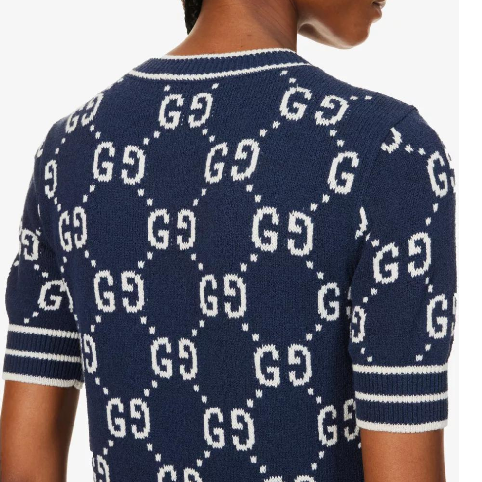 Buy GUCCI Monogram-pattern ribbed-trim cotton-blend knitted top | Krewsa South Africa