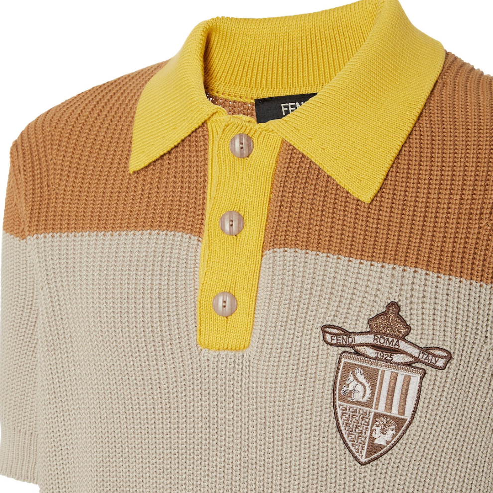Buy FENDI Polo shirt Yellow and beige cotton jersey | Krewsa South Africa