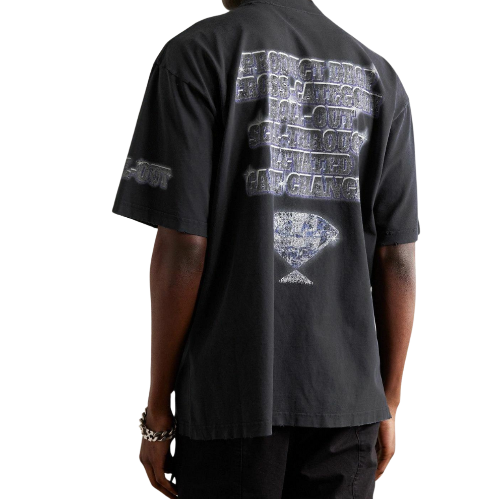 Buy Balenciaga - Logo-Print Distressed Cotton-Jersey T-Shirt - Black | Krewsa South Africa