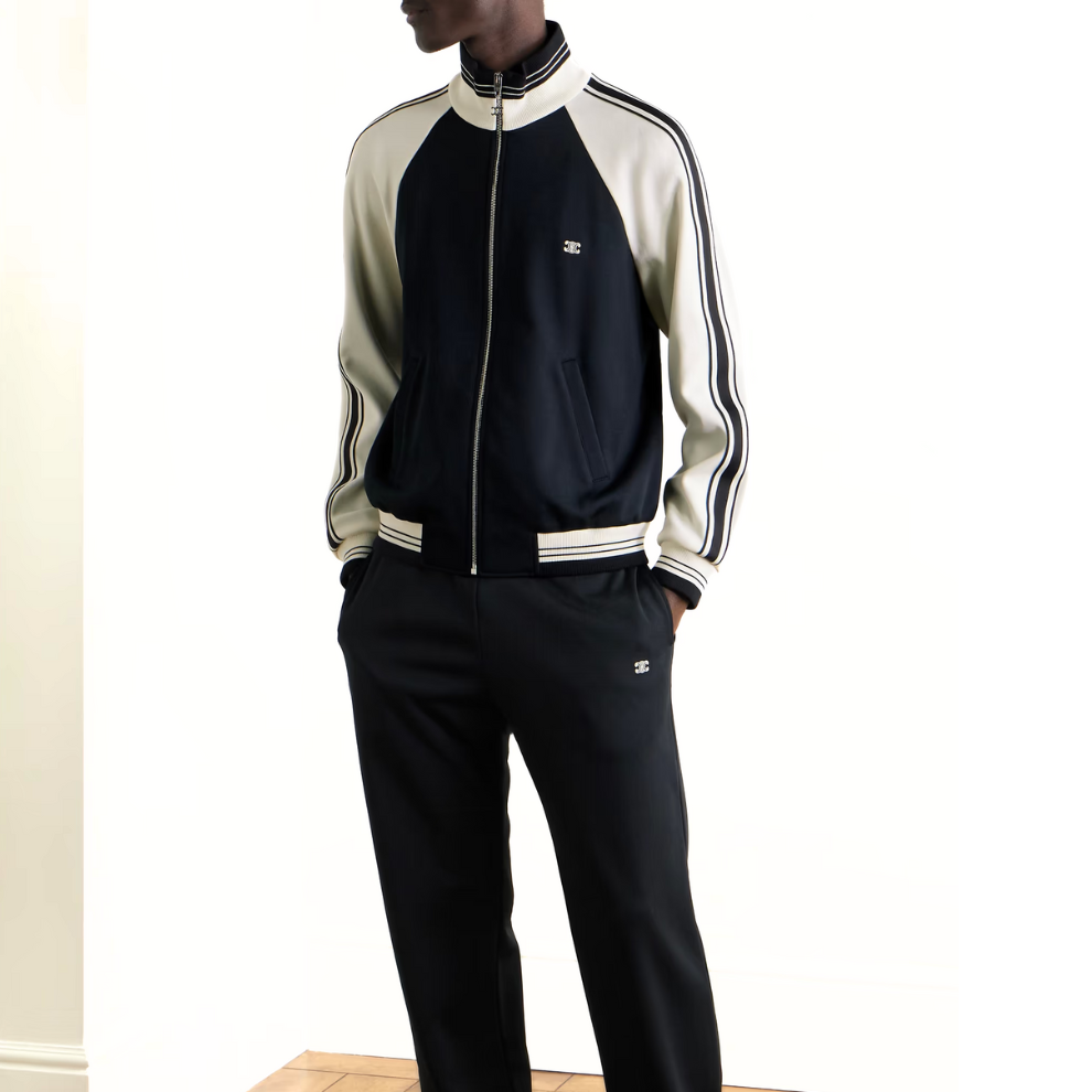 Buy CELINE HOMME Logo-Embroidered Striped Tech-Jersey Track Jacket | Krewsa South Africa