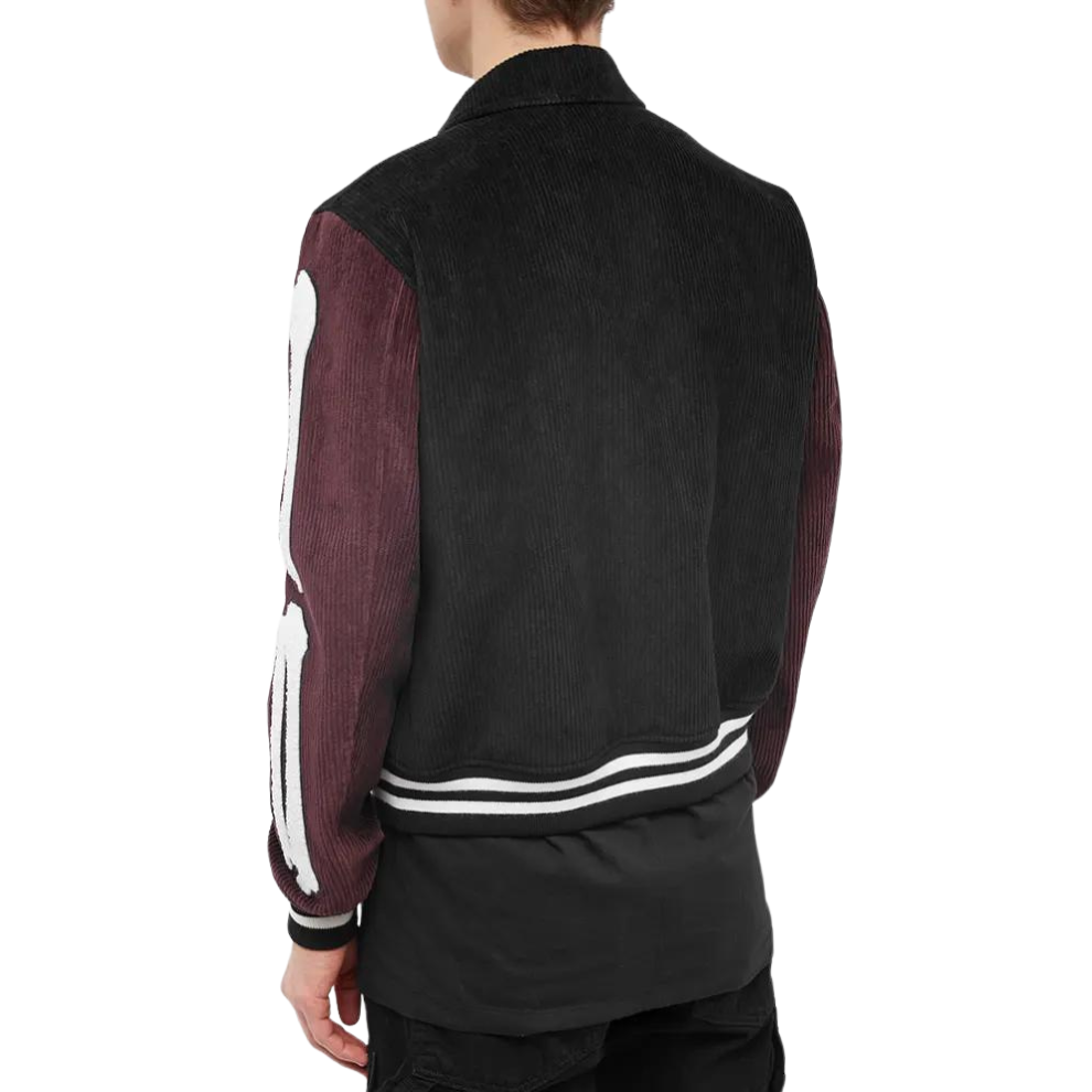 Buy AMIRI CORDUROY BONES VARSITY JACKET Black & Burgundy | Krewsa South Africa