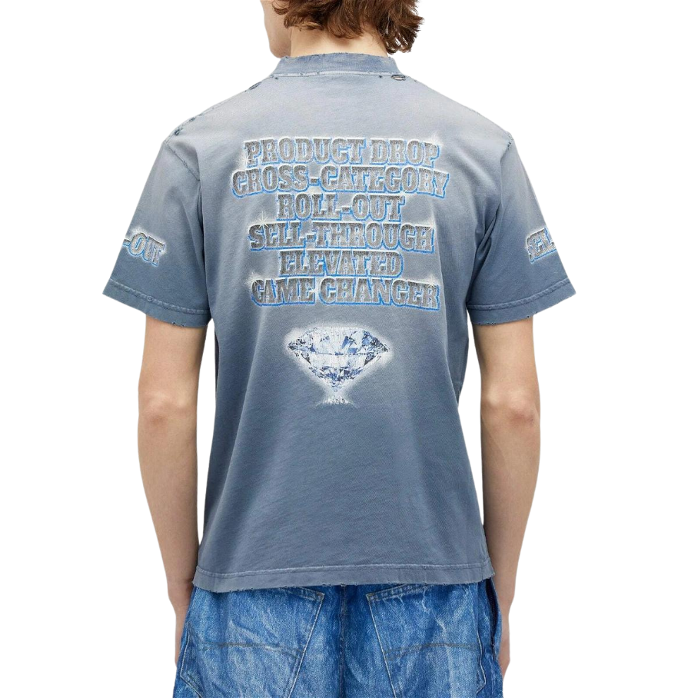 Buy Balenciaga Men's See Now Buy Now T-Shirt in Washed Blue | Krewsa South Africa