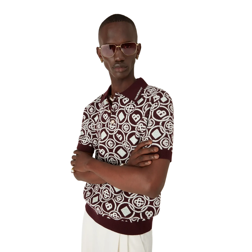 Casablanca Monogram Cotton Knit Polo shirt