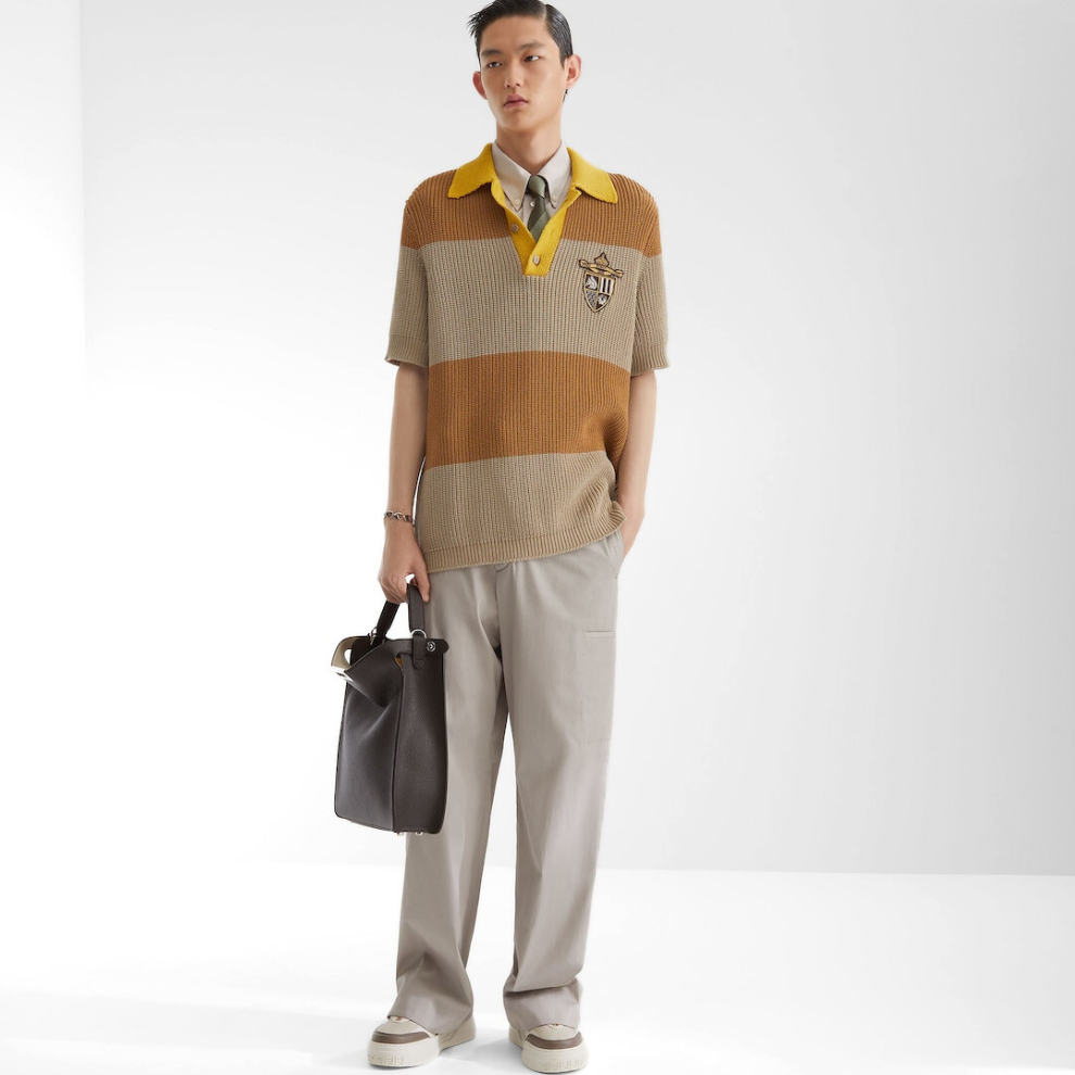 Buy FENDI Polo shirt Yellow and beige cotton jersey | Krewsa South Africa