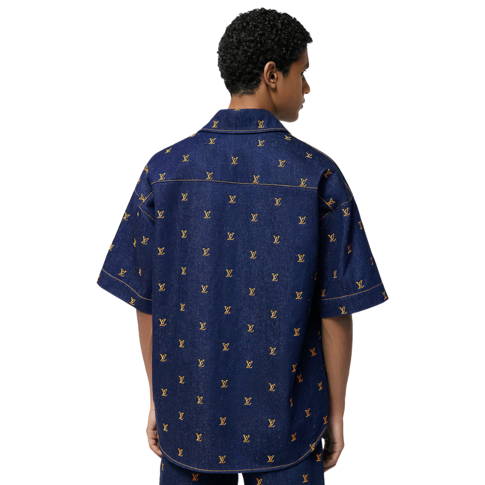 Buy LOUIS VUITTON Embroidered Signature Short-Sleeved Denim Shirt | Krewsa South Africa