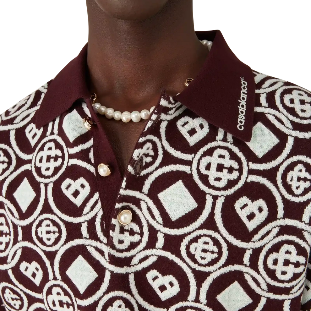 Casablanca Monogram Cotton Knit Polo shirt