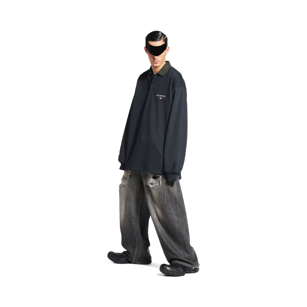 Buy BALENCIAGA Men's Unity Sport Long Sleeve Shirt Collar Polo in Faded Black | Krewsa South Africa