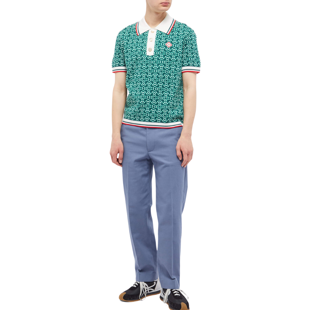Buy Casablanca Men's Monogram Knit Polo Shirt in Green | Krewsa South Africa