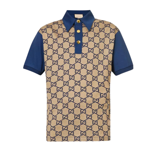 Buy GUCCI Monogram contrast-trim silk and cotton-blend polo shirt | Krewsa South Africa