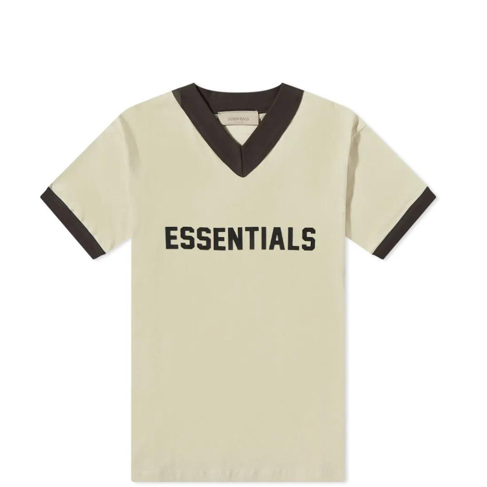 Buy FEAR OF GOD ESSENTIALS V-NECK LOGO TEE WHEAT | Krewsa South Africa