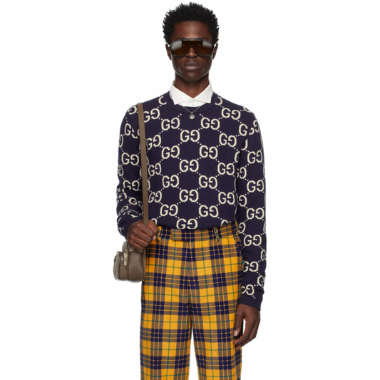 Buy GUCCI Blue Jacquard Sweater | Krewsa South Africa