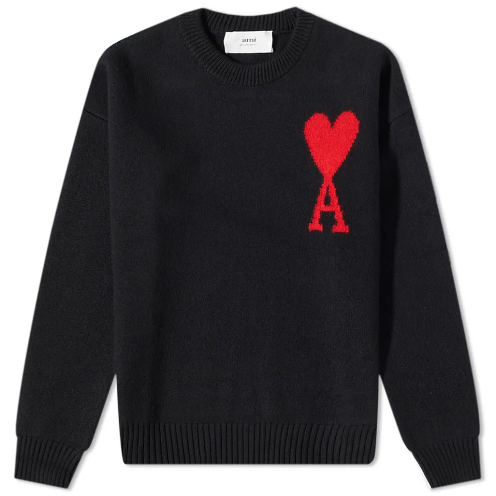 Buy AMI LARGE A HEART CREW KNIT BLACK & RED | Krewsa South Africa