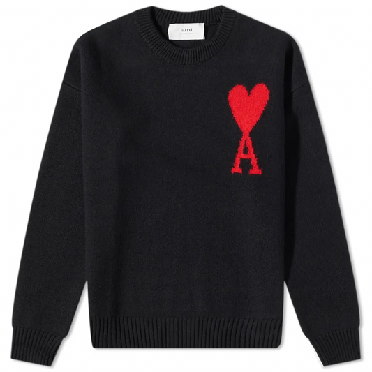 Buy AMI LARGE A HEART CREW KNIT BLACK & RED | Krewsa South Africa