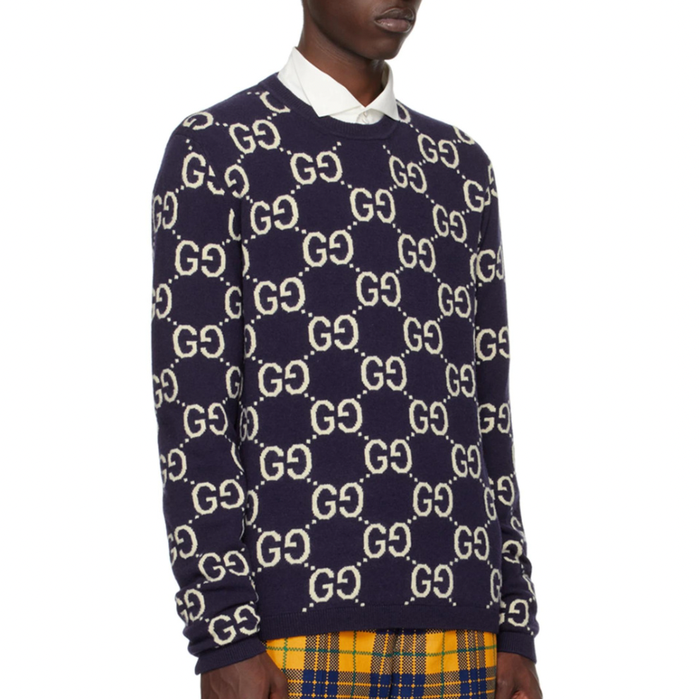 Buy GUCCI Blue Jacquard Sweater | Krewsa South Africa