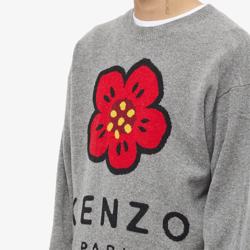 Buy KENZO LOGO INTARSIA CREW KNIT MISTY GREY | Krewsa South Africa