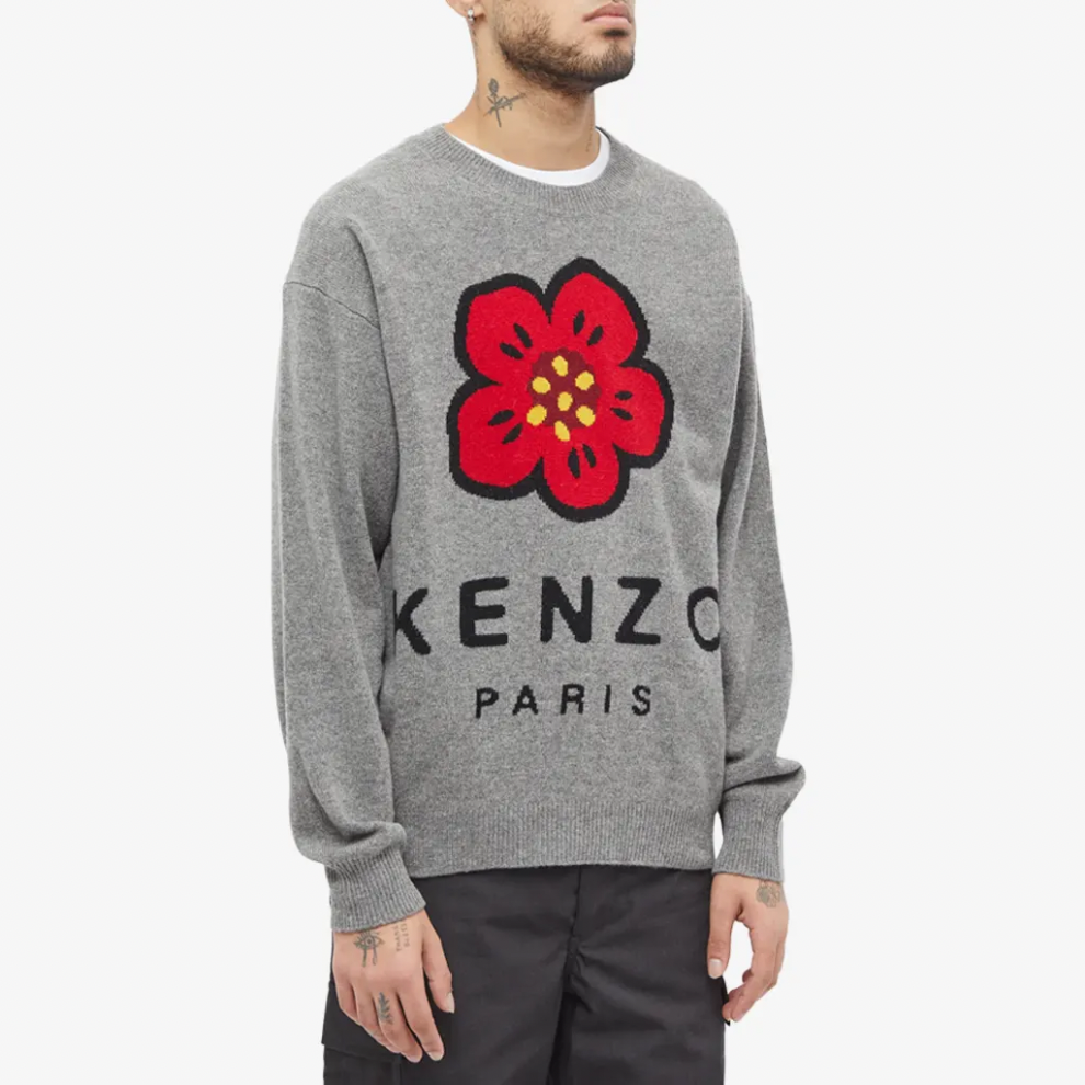 Buy KENZO LOGO INTARSIA CREW KNIT MISTY GREY | Krewsa South Africa